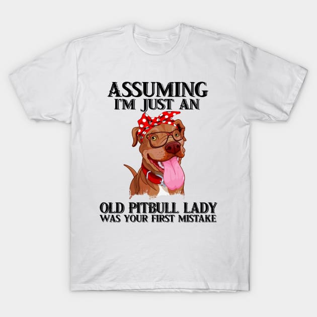 Assuming I just an old pitbull lady was your first mistake t-shirt woman funny gift tshirt T-Shirt by American Woman